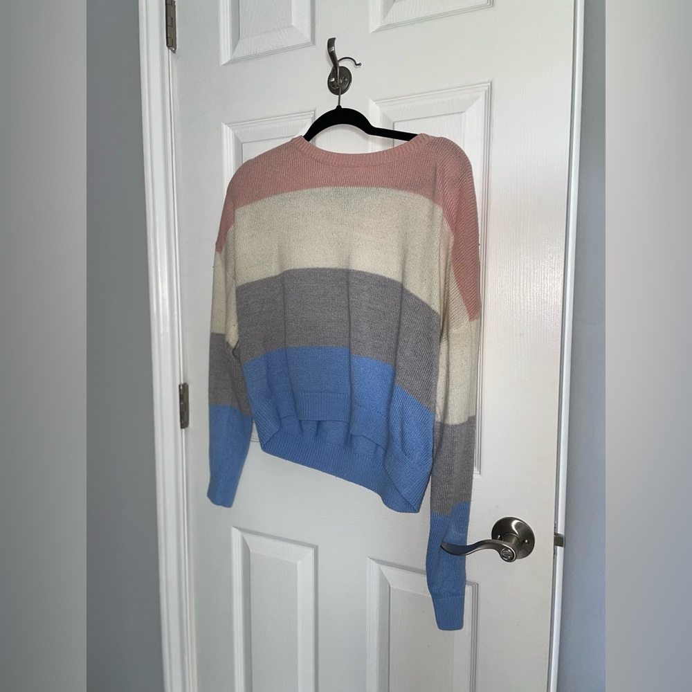 Stripped pink white and blue Tee